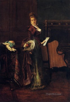  Love Painting - The Love Letter lady Belgian painter Alfred Stevens